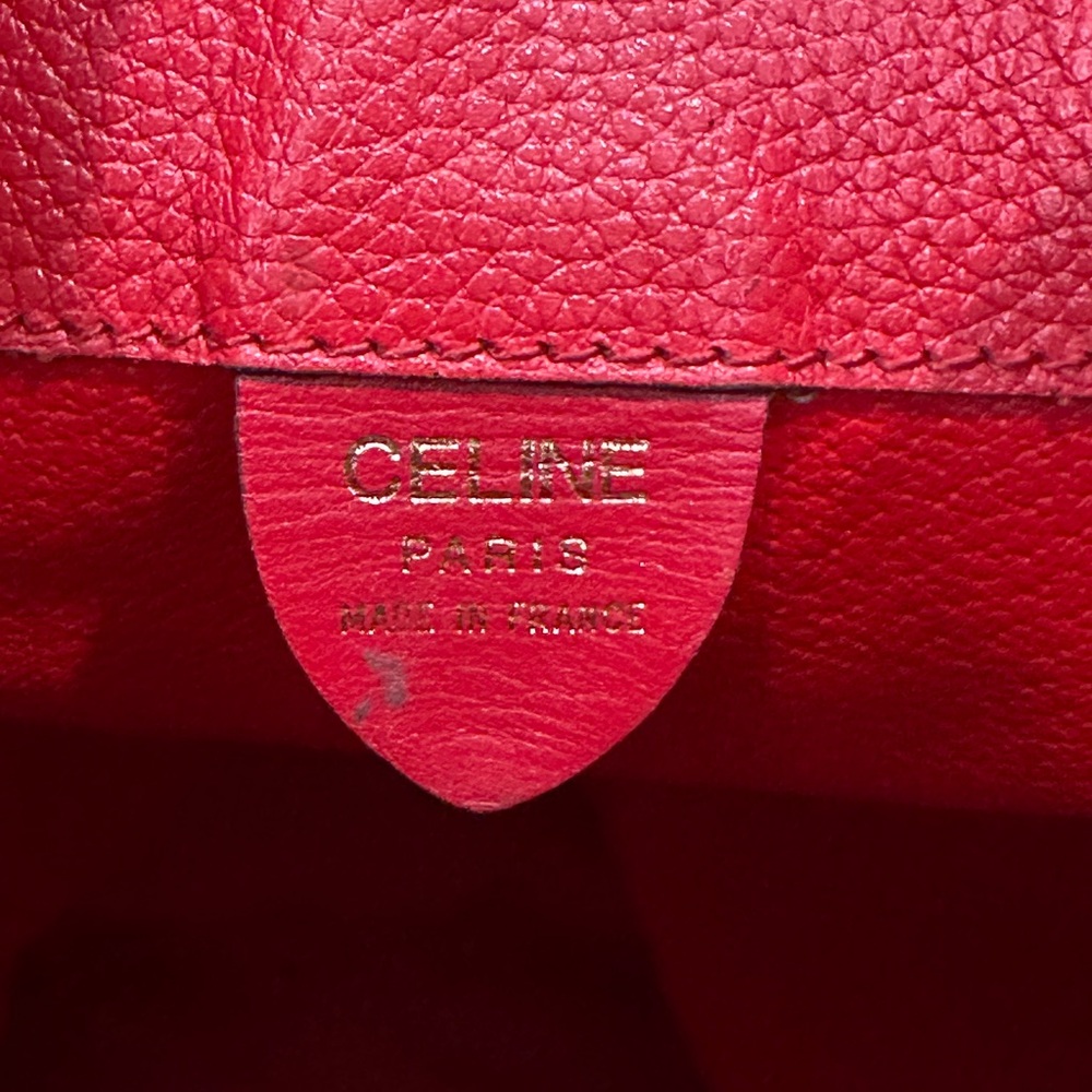 Celine Vintage Red Leather Drawstring Bucket Bag | Made in France - Picture 8 of 10